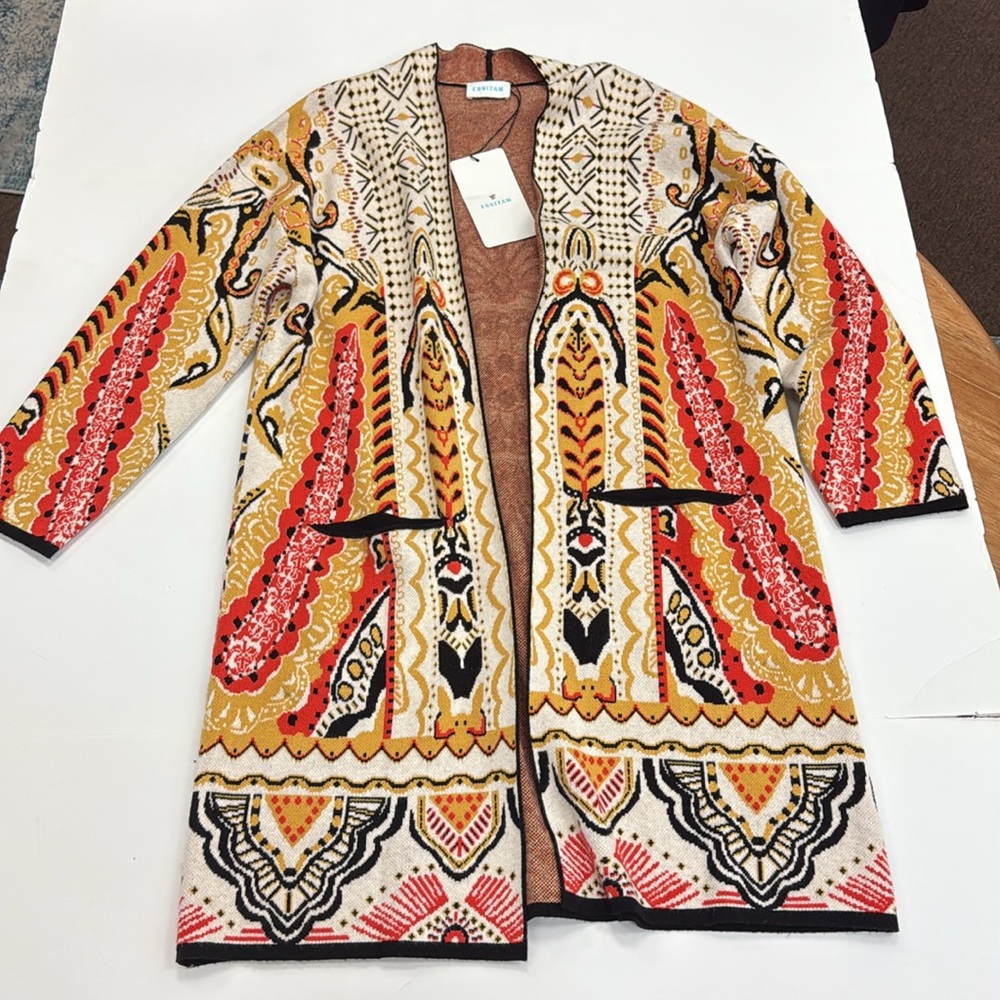 ESSITAM Cardigan Bohochic Soft Cardigan NWT - Picture 4 of 6